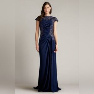 Tadashi Shoji Chelan Embroidered Illusion Gown Size 4